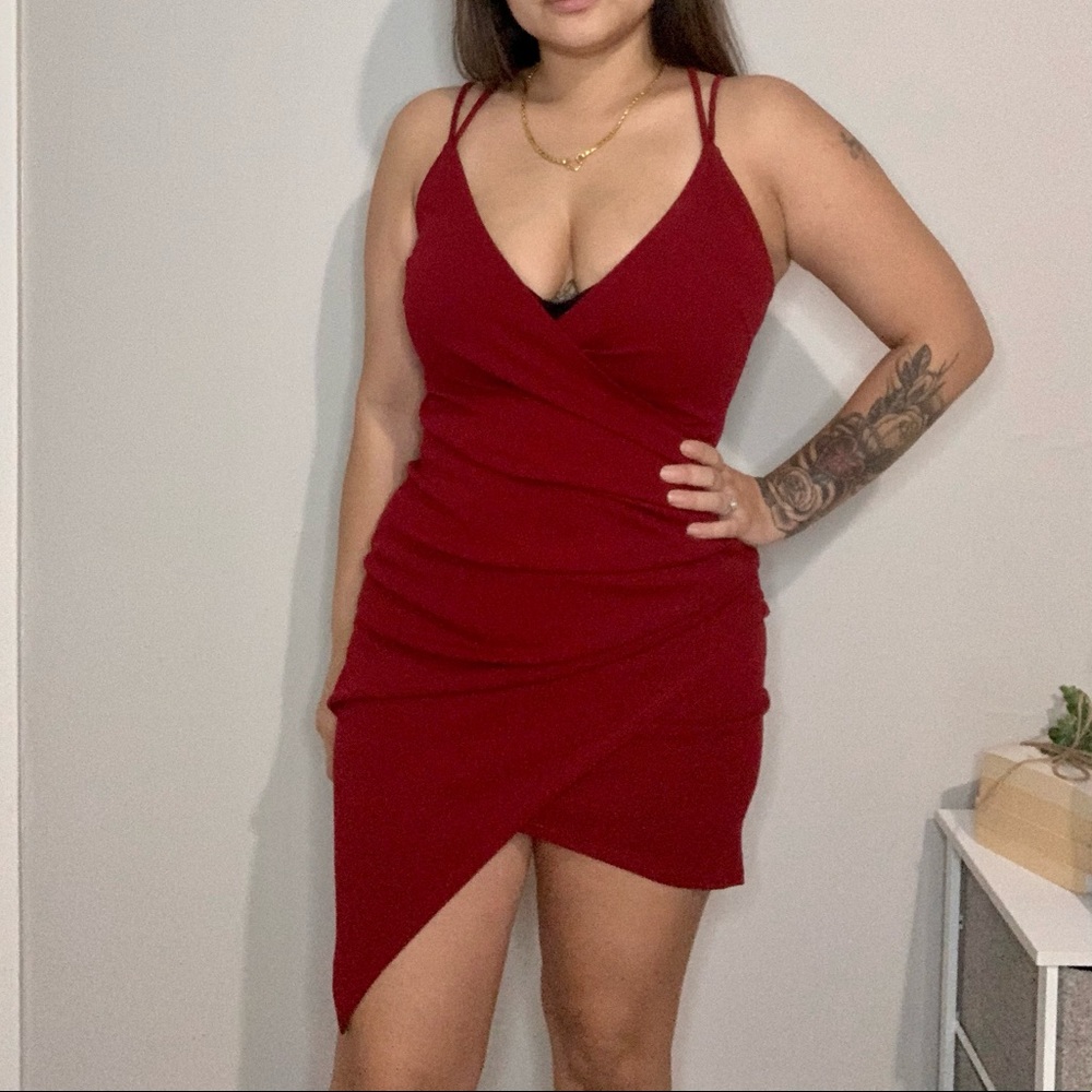 Red wrap dress